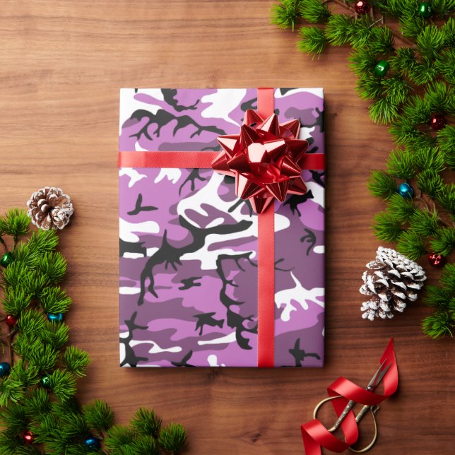 Papier Cadeau Camo rose et mauve (Cadeau de vacances)