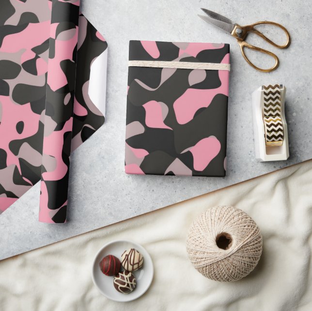 Papier Cadeau Camo rose et noir (Artisanat)