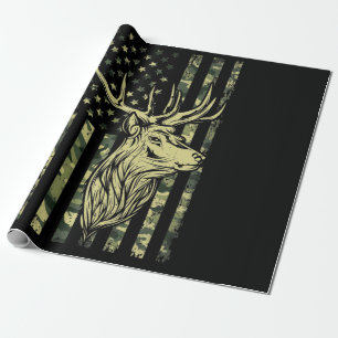 Papier Cadeau Camo US Drapeau Deer Elk Buck Camoflage Chasse
