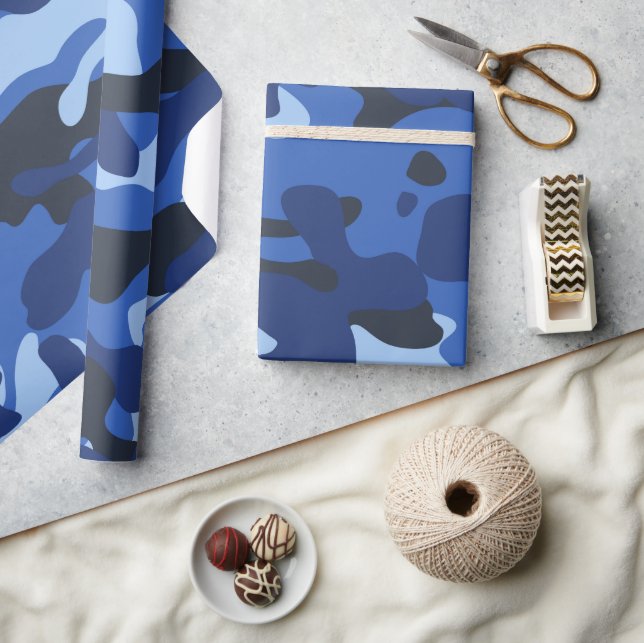 Papier Cadeau Camouflage Bleu Camo Motif de l'armée (Artisanat)