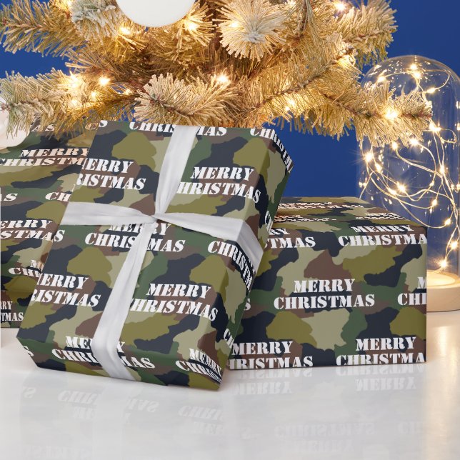 Papier Cadeau Camouflage Brown vert militaire Joyeux Noël (Vacances)