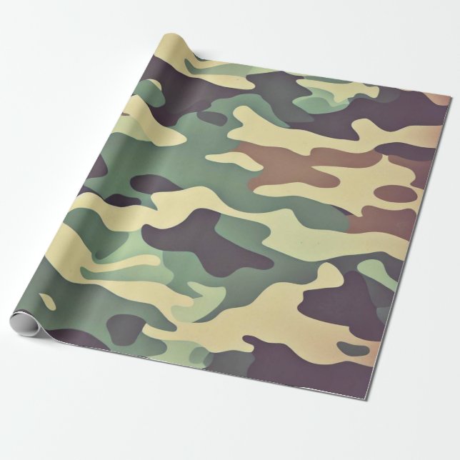 Papier Cadeau Camouflage classique en bois (Déroulé)