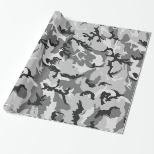 Papier Cadeau Camouflage de noir de blanc gris