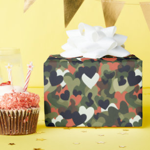 Papier Cadeau Camouflage du coeur Motif vert