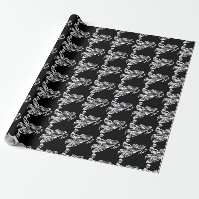 Papier Cadeau Camouflage Gray Snowmobile (Déroulé)