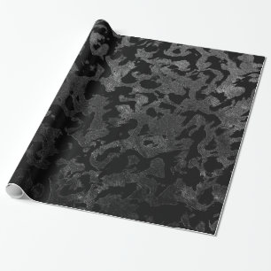 Papier Cadeau Camouflage moderne Camo-noir et gris foncé