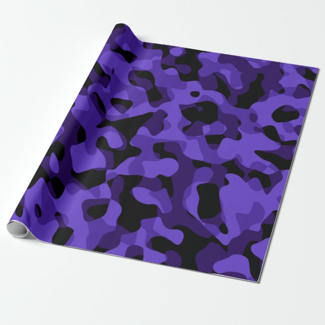 Papier Cadeau Camouflage noir violet Motif d'impression (Déroulé)