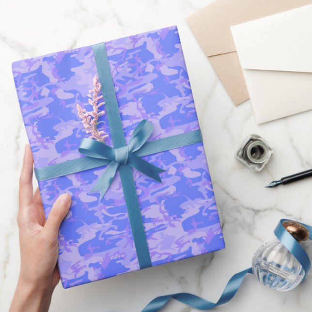 Papier Cadeau Camouflage Pastel Blue Motif Abstrait (Cadeaux)