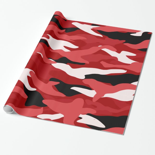 Papier Cadeau Camouflage rouge (Déroulé)