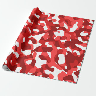 Papier Cadeau Camouflage rouge et blanc Motif d'impression
