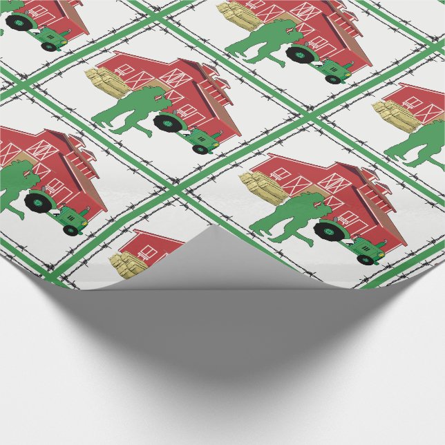 Papier Cadeau Campagne Couple Romantique Avec Grange / Tracteur (Coin)