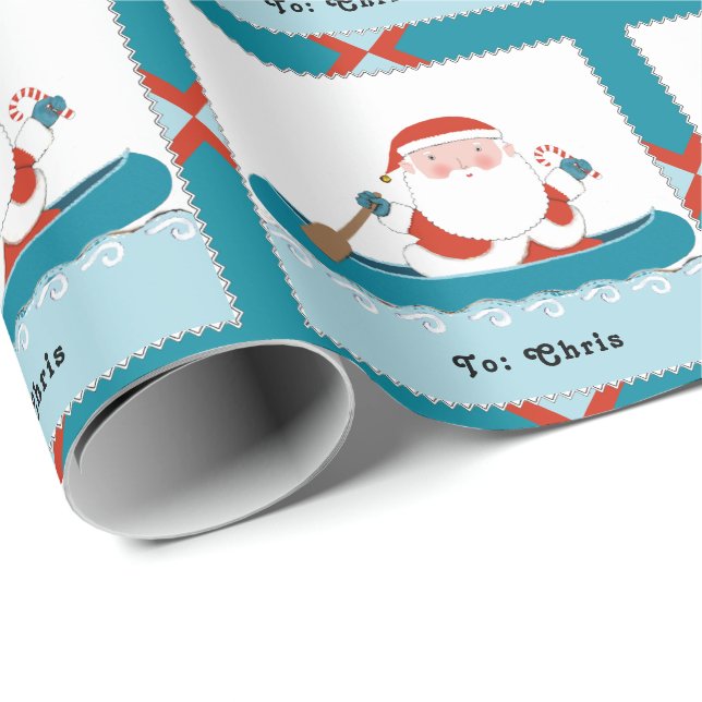 Papier Cadeau Camping Canoe cadeau de Noël (Coin rond)