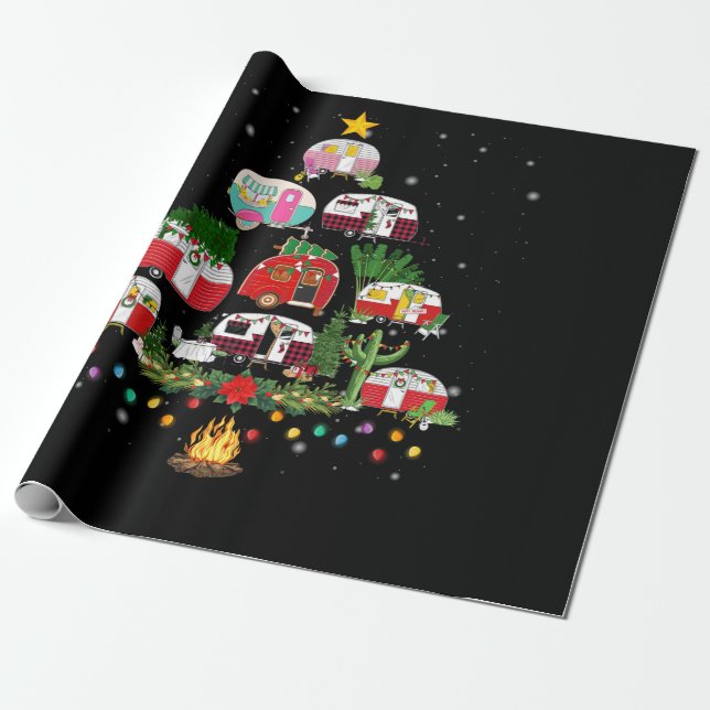 Papier Cadeau Camping de Noël Véhicules Camping (Déroulé)