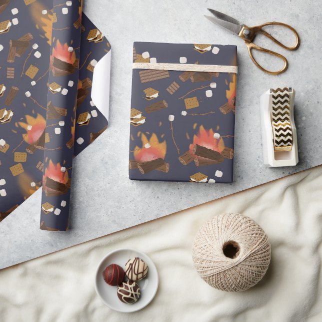 Papier Cadeau Camping Fire Outdoor Adventure & Marshmallows (Artisanat)