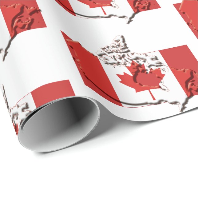 Papier Cadeau CANADA | Drapeau canadien (Coin rond)