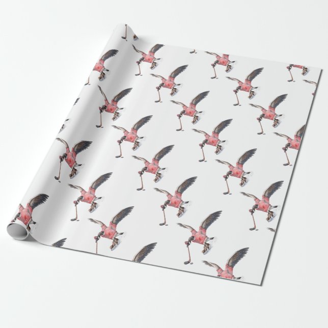 Papier Cadeau Canada Goose Jouer au hockey (Déroulé)