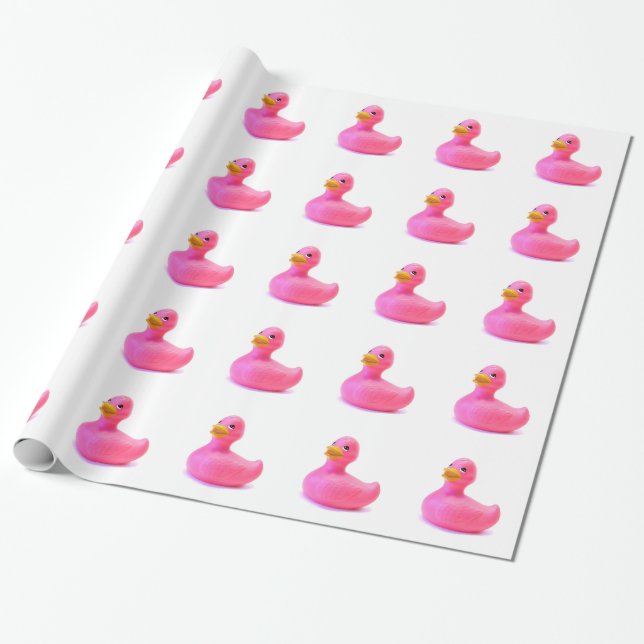 Papier Cadeau Canard en caoutchouc rose (Déroulé)