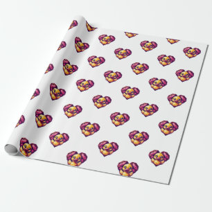 Papier Cadeau Canard géométrique dans le coeur cristal