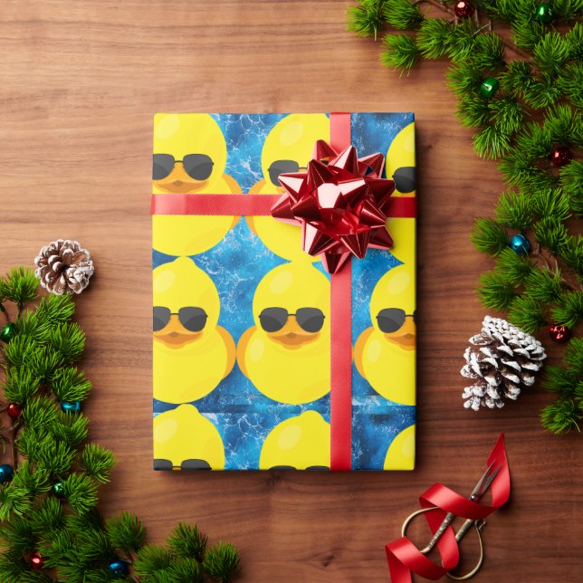 Papier Cadeau canard ludique jaune avec papier d'emballage d'omb (Cadeau de vacances)