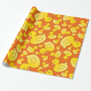 Papier Cadeau Canards en caoutchouc orange mignons