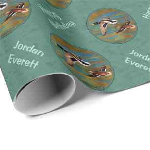 Papier Cadeau Canards volants Sea Mist Green