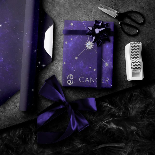 Papier Cadeau Cancer du pourpre du zodiaque | Horoscope d'astrol (Créateur téléchargé)