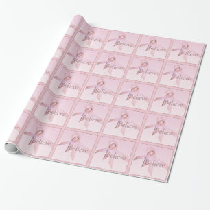 Papier Cadeau Cancer du sein Ruban rose Croire à l'emballage cad