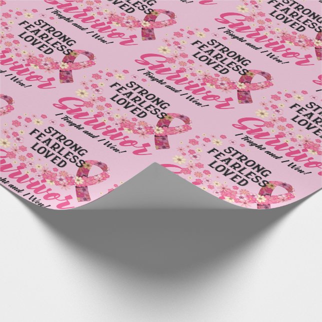Papier Cadeau Cancer du sein Survivant Forte sans peur aimée (Coin)