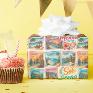 Papier Cadeau Cancun Soleil Sable Mexique Plages Tropicales Beau