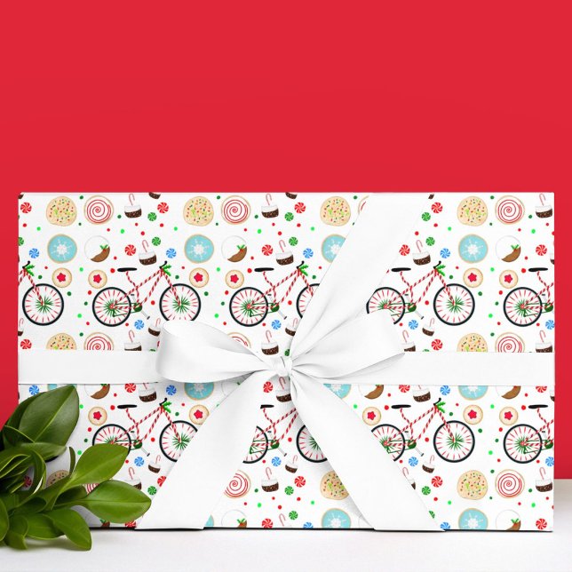 Papier Cadeau Candy Cane Bicycle with Christmas Treats (Créateur téléchargé)