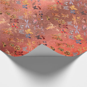 Papier Cadeau Candy Gold Meadow Butterfly Insectes Gems Diamond