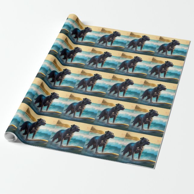 Papier Cadeau Cane Corso Beach Surf Peinture (Déroulé)