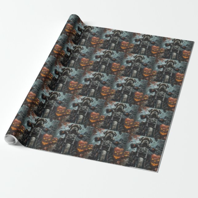 Papier Cadeau Cane Corso équitation Moto Halloween Effrayant (Déroulé)