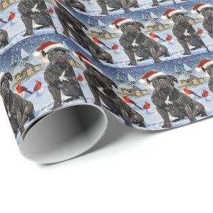 Papier Cadeau Cane Corso Winter Wonderland Noël Joie