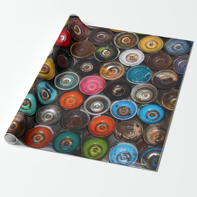 Papier Cadeau Canettes de peinture en aérosol, graffiti, (Déroulé)