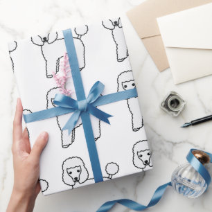 Papier Cadeau Caniche jouet blanc Motif de chien de dessin animé
