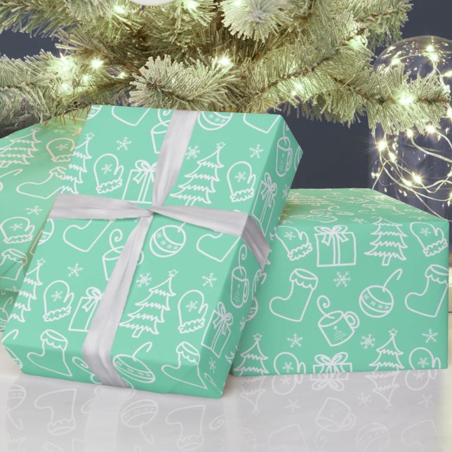 Papier Cadeau Canicules de Noël Monnaie Verre de Mer Vert Cadeau (Créateur téléchargé)