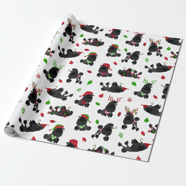 Papier Cadeau Canicules noires de Noël blanc (Déroulé)