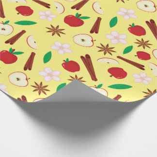 Papier Cadeau Cannelle Automne, Pomme, Fleur, Star Anise sans co