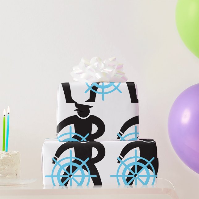 Papier Cadeau Capitaine De Navire À La Tête (Créateur téléchargé)