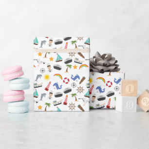Papier Cadeau Capitaine du jeune garçon marin nautique