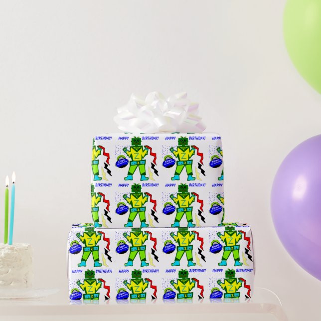 Papier Cadeau Capitaine Zacky Robot Zippie Navire spatial Annive (Cadeaux de fête)