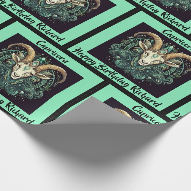 Papier Cadeau Capricorn Ajouter un nom Anniversaire Zodiac Cadea (Coin)