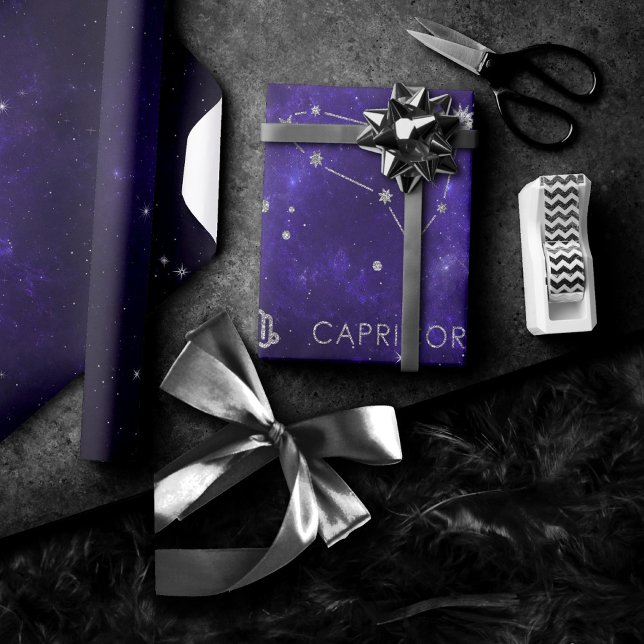 Papier Cadeau Capricorne de violet zodiaque | Horoscope astrolog (Créateur téléchargé)