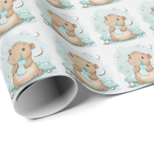 Papier Cadeau Capybara Cute Baby Pastel Motif d'aquarelle