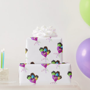 Papier Cadeau Caractère Ballons d'anniversaire sur blanc