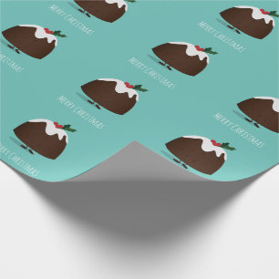 Papier Cadeau Caractère de dessin Turquoise de Christmas Puddin
