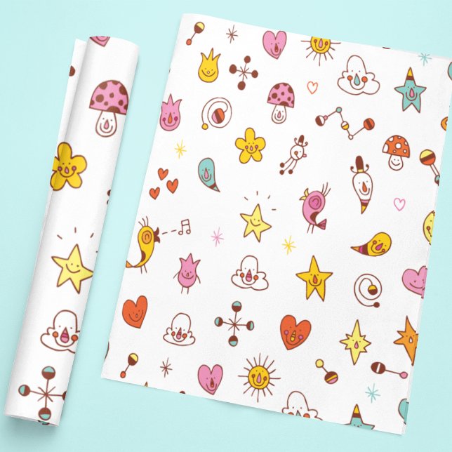 Papier Cadeau Caractères de dessin Motif sans faille (Créateur téléchargé)