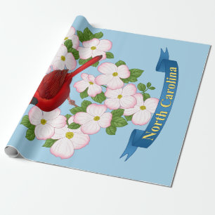 Papier Cadeau Cardinal d'État de Caroline du Nord Oiseau Dogwood