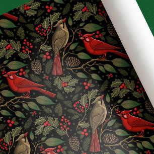 Papier Cadeau Cardinaux de Noël sombres et maussades